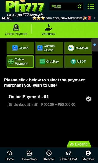 ⚔️ Step 1: Select Online Payment Method